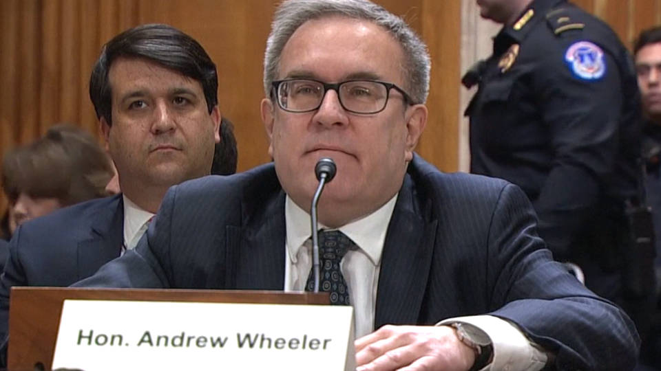 democracynow's tweet photo. BREAKING: Senate confirms former coal lobbyist Andrew Wheeler as new EPA chief, after weeks of outcry by climate activists against his nomination. https://t.co/XYZ0QQREdm