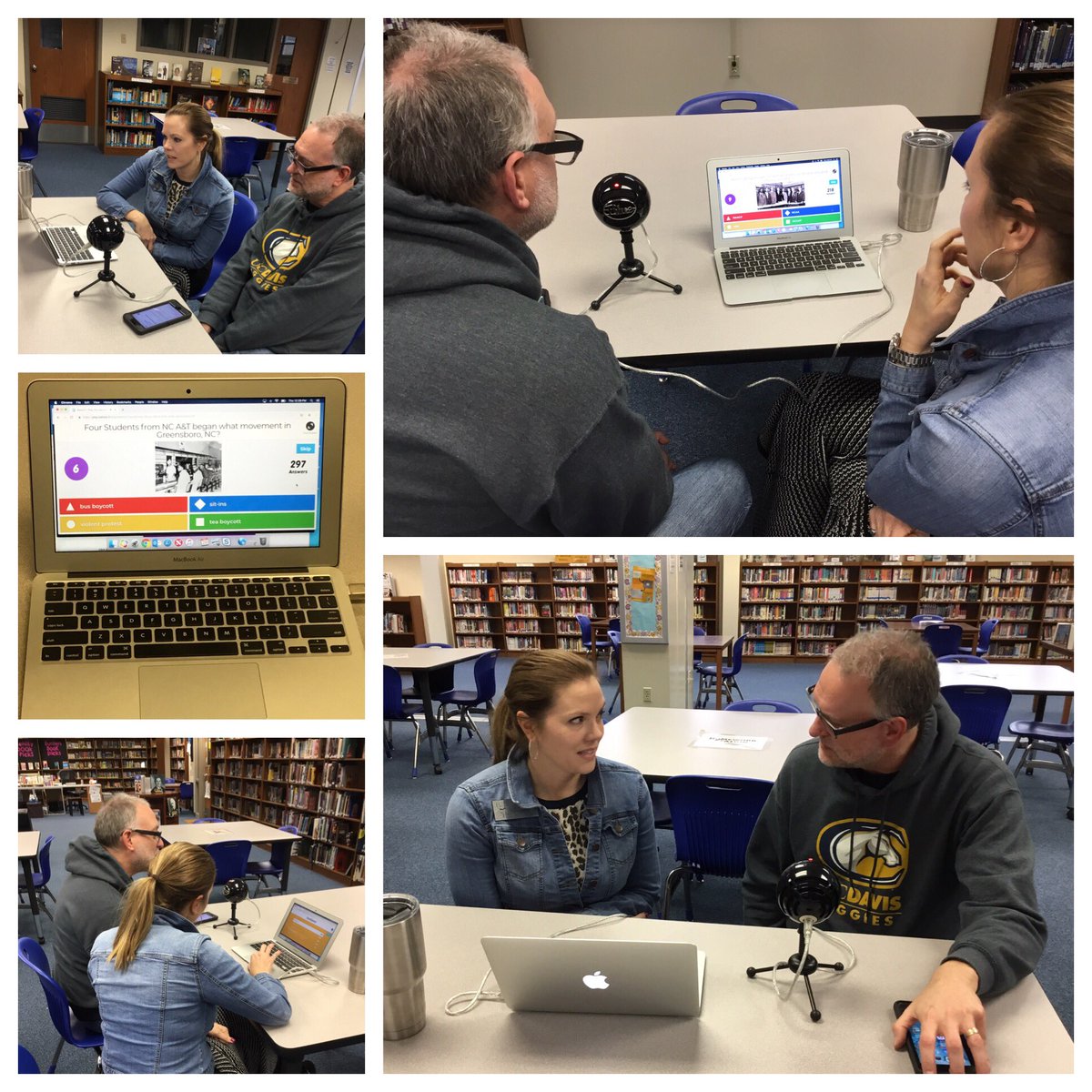 SmnHenley's tweet photo. @westvikings are celebrating #BlackHistoryMonth2019 and #DLDay in RTI today with an all-school #Kahoot live broadcast from the #wmsmc! Thanks to our fab emcees @theMBunten and @RBrunsWest! Technology is amazing! #cpsbest https://t.co/BBeQkF4kr2