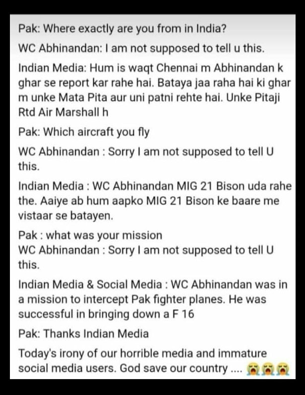 hakare_akshay's tweet photo. Our shameless media supporting to Pakistan @ZeeNews @AabTakk @LoksattaLive @ZeeNewsHindi #Abhinanadan #IndianArmy #AbhinandanMyHero  #shameOnMedia #JaiHind #IAF #IAFStrikes #ShamelessMedia  #PakistanMurdabad #PKMKB https://t.co/VT4zhKy1r0