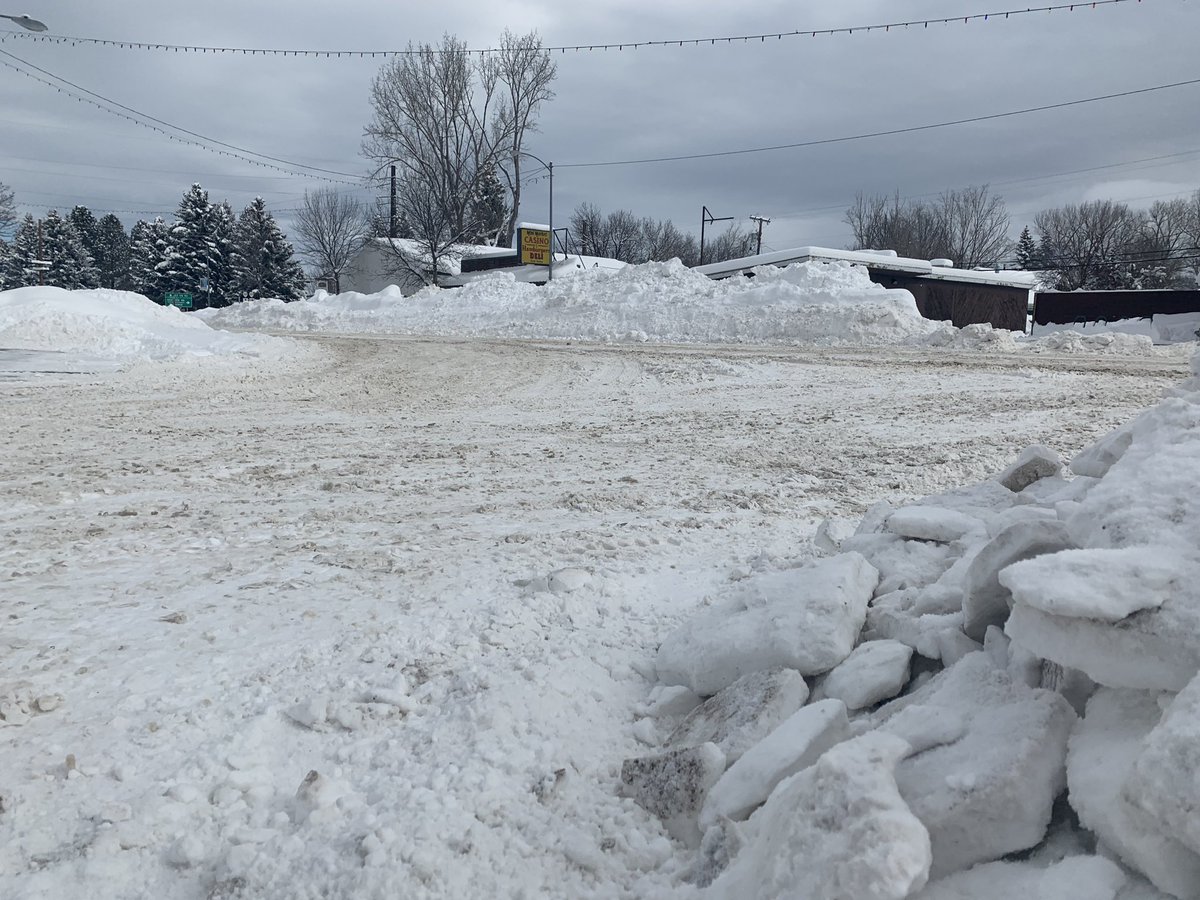 WxLadyBrady's tweet photo. Amazing how much snow is in Stevensville. Crews hard at work today cleaning roads. Remember, essential travel only is recommended as crews are clearing. #mtwx #mtroads #snow https://t.co/051KGd5Igs