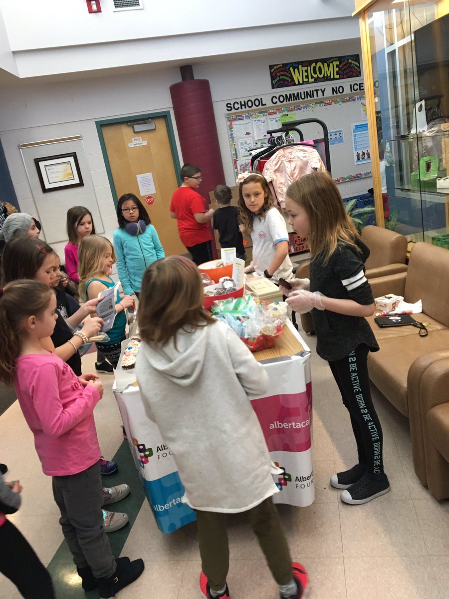 Bake sale to support <a href="/albertacancer/">albertacancer</a> with Alida &amp; Leah is on! We want to see Mr Morey <a href="/MisterMorey/">Jeff Morey</a> and Ms Rentz <a href="/APKRentz/">Kristina Rentz</a> shave their heads!  Help donate here albertacancer.ca/page.aspx?pid=… #rvsed