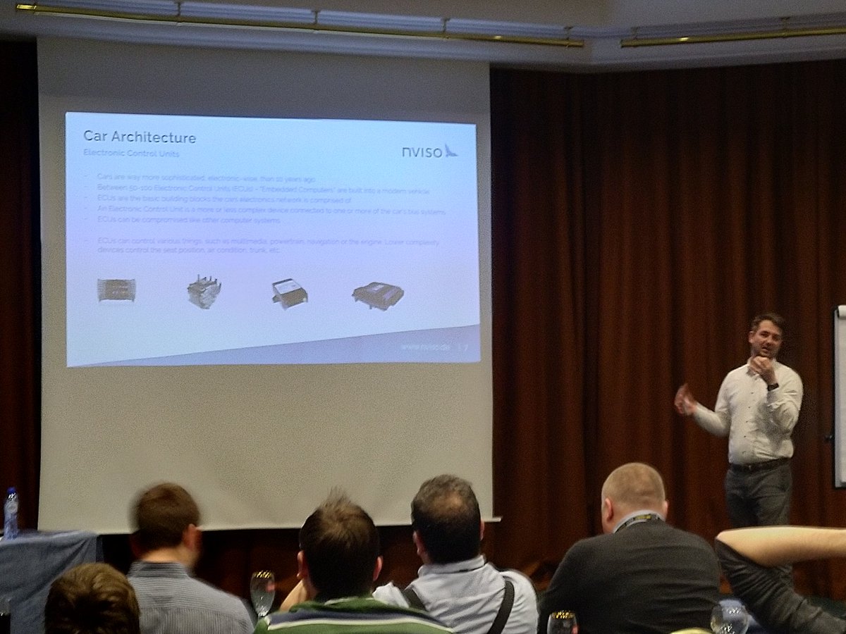 coenemichel's tweet photo. Next up is @NVISO_Labs lab rat Oliver talking on car security! We were not allowed to take a car in the hotel though 🙈🙊 https://t.co/N5H4MuSZvf