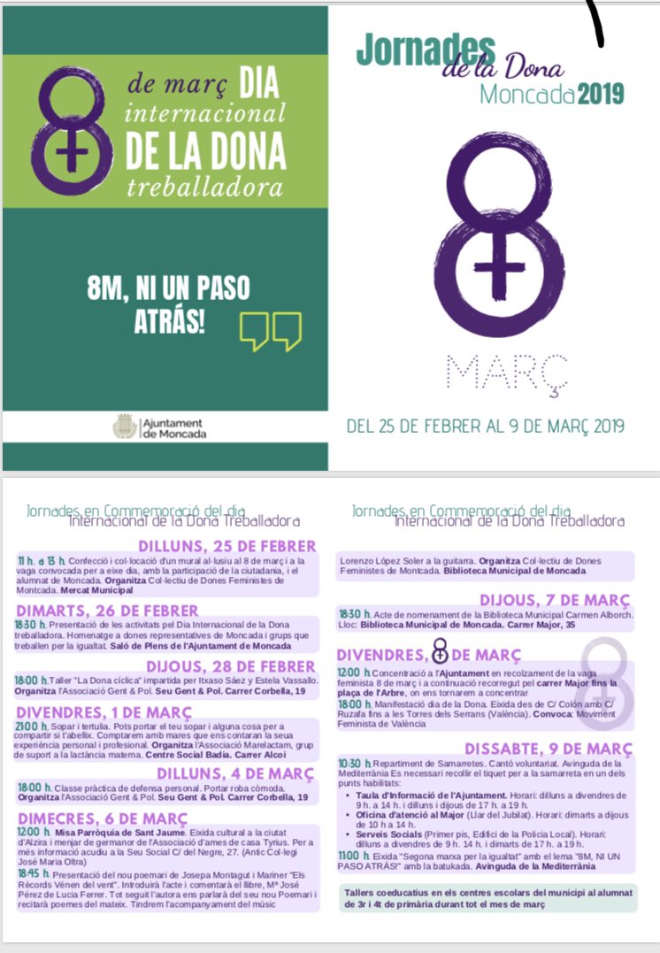 Pspvhn's tweet photo. 8 de març a L’Horta Nord. Activitats en la comarca. Almàssera,Godella, Paterna,Albalat,Montcada,Alboraia, Burjassot, La Pobla de Farnals, Alfara, Foios, Albuixech, Rafelbunyol, Vinalesa, El Puig, Museros. Rocafort... mai oblidem el Dia Ide la Dona
 https://t.co/W9YJdB14EV… https://t.co/vLDSd2GYVE