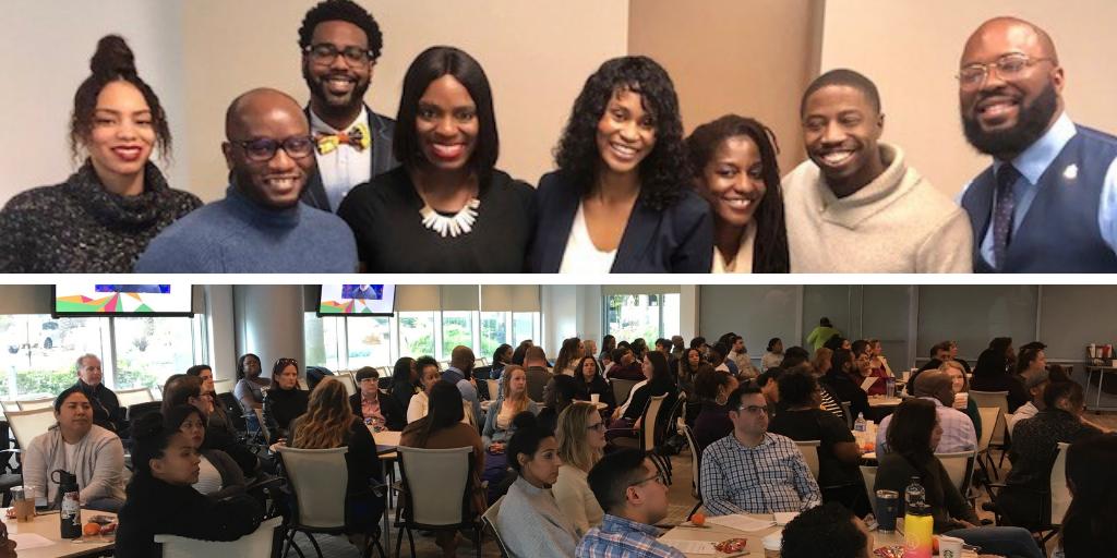 Bridgepoint_Ed's tweet photo. Last week our African-American employee resource group, B.L.A.C.K. (Building Leadership, Achievement, Culture, Knowledge), held “Bridging the Gap: Breaking the Silence through Conversations), an event to discuss #multiculturalism in #highered and the workplace. https://t.co/q6GD4b8CS8