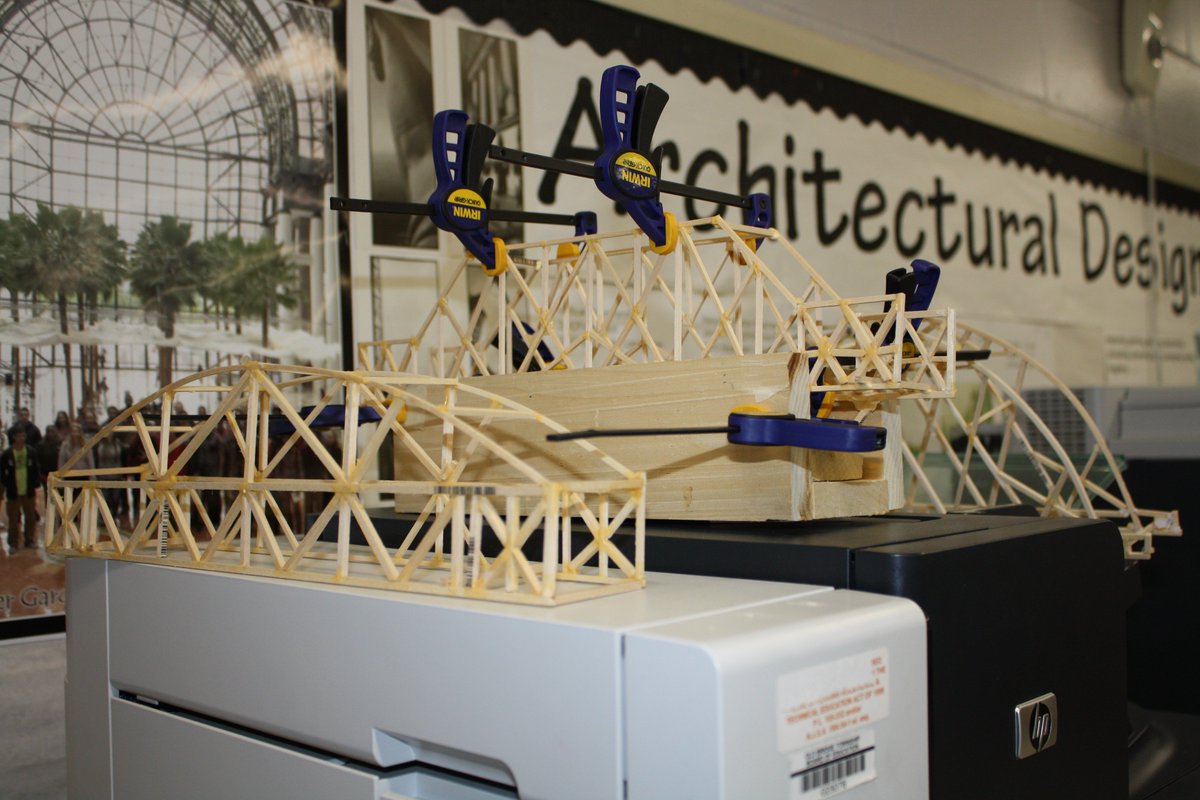 obhscad's tweet photo. CAD 1 classes working hard to complete their bridges...... Bridge testing about to begin!!  @NewJerseyDOE #CTEMonth @Dr_ScottCascone @OBSupCittadino #CTE #obhs https://t.co/Owa9yzIKDO