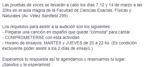 ¡A preparar las voces que empezamos con las audiciones!

Para la preinscripción necesitamos que te anotes en el siguiente link: docs.google.com/forms/d/e/1FAI…