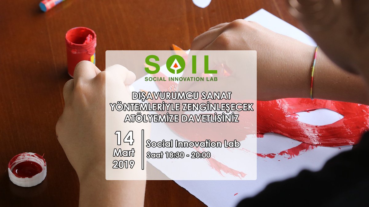 soilinnolab's tweet image. Gençlere Yönelik Dışavurumcu Sanat’la Tanışma Atölyesi

Yaşadığımız yerin karmaşasına alternatif bir alan yaratmak ve yenilenmek için Dışavurumcu Sanat yöntemleriyle zenginleşecek atölyemize davetlisiniz! 

📮soil@soilinnolab.com 

#soil #soilinnolab #dışavurumcu
