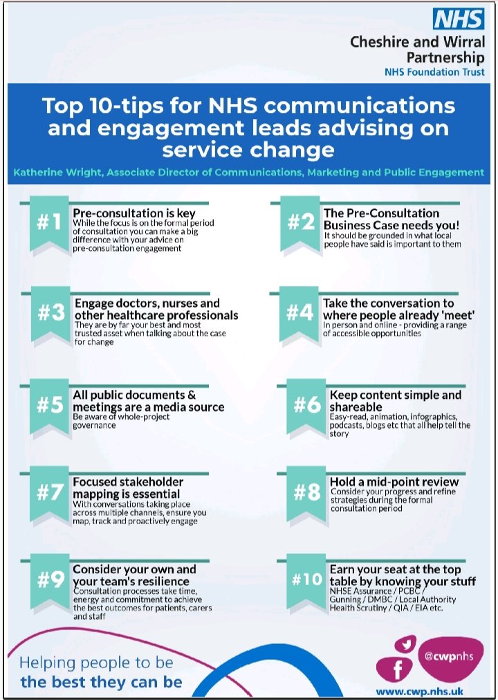 Some of the <a href="/cwpnhs/">Cheshire and Wirral Partnership NHS FT</a> learning on major service change comms we shared today <a href="/NHSProviders/">NHS Providers</a> #commsleads <a href="/adambrimelow/">adam brimelow</a> <a href="/LisaWardComms/">Lisa Ward</a> @CrayonCW <a href="/MissendenGroup/">MissendenGroup</a>