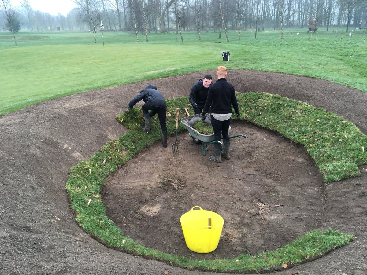 My_SportsTurf's tweet photo. Myerscough sports turf team re-modelling bunkers and the Arb team working on the golf course tree’s. 👍😀 https://t.co/iByzcwfcKb