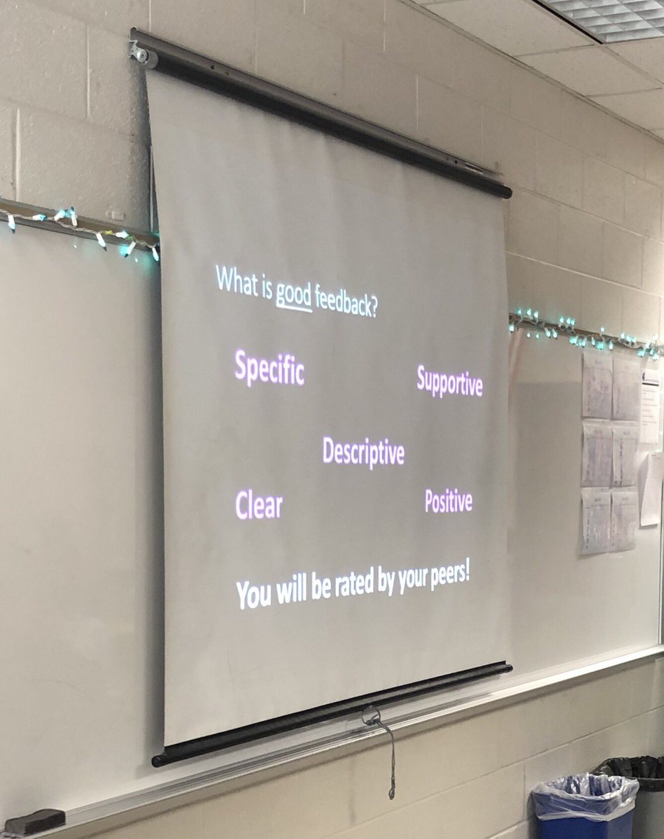 SmithMarkUVA's tweet photo. Students are reviewing the importance of feedback before using #peergrade to give feedback to each other. Students will rate the quality of feedback as a part of this task! #DLDay @kramertw @ingram_edu https://t.co/FA1cGPNwaw