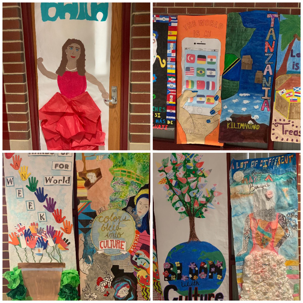 Rosariok2263's tweet image. Impressed with the student’s art work for World Language week. #parklandpride #worldlanguageweek