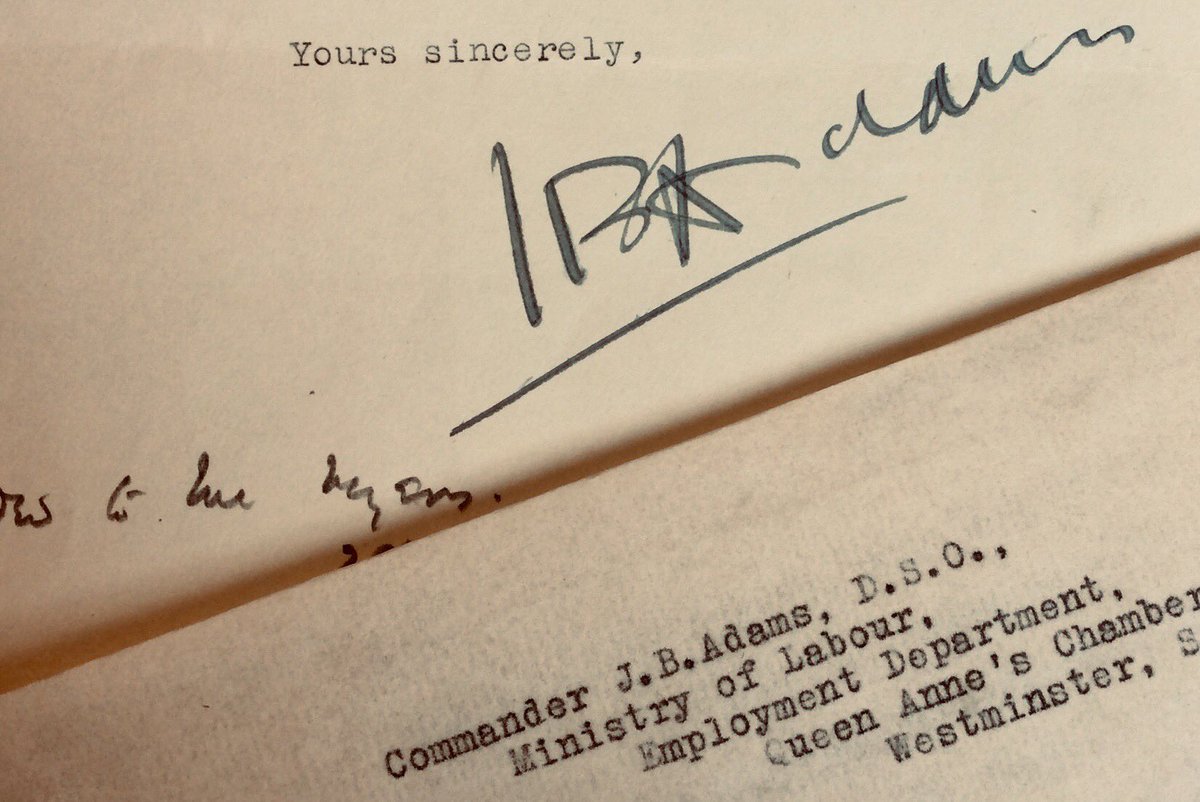 LGA_Tony's tweet image. Sir Jameson JB Adams KCVO, CBE, DSO, RD, famously part of the British Antarctic Explorer 1909, as second in command to Ernest Shackleton. (The Nimrod Expedition. Polar plateau) Distinguished service Royal Navy. We have original signed letters c1919 whilst at Ministry of Labour.