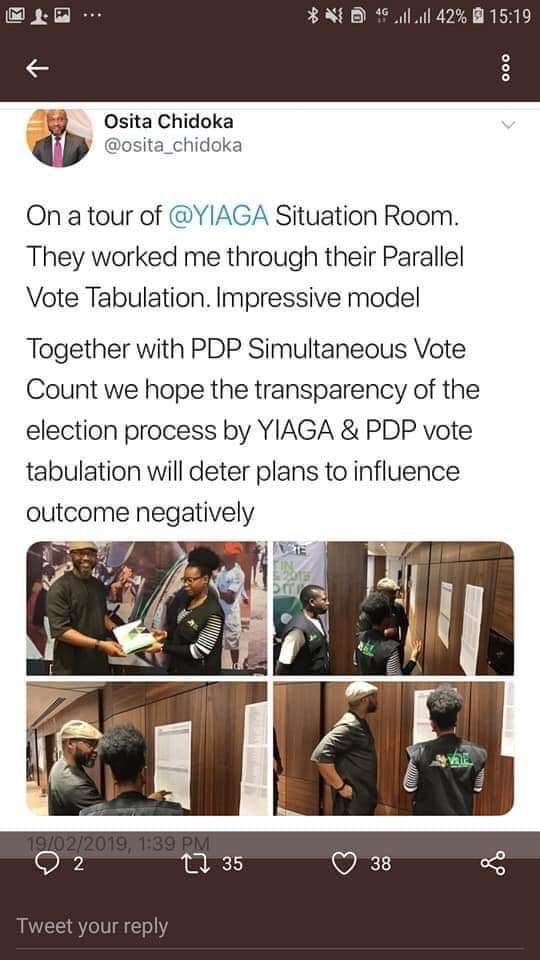 Tolahinges's tweet image. According to YIAGA, their projections are consistent with the official results announced by INEC.
Why is @osita_chidoka crying foul still?
#NextLevelConfirmed