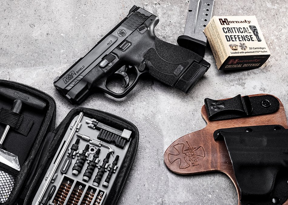 Smith_WessonInc's tweet photo. Upon purchasing your first pistol, here are a few accessories you may want to consider. #mandp #mandpshield #pistols #gunkit #cleaningkit #defenseammo #firearmaccessories #newtoshooting #holsters https://t.co/MP5FnEDkps