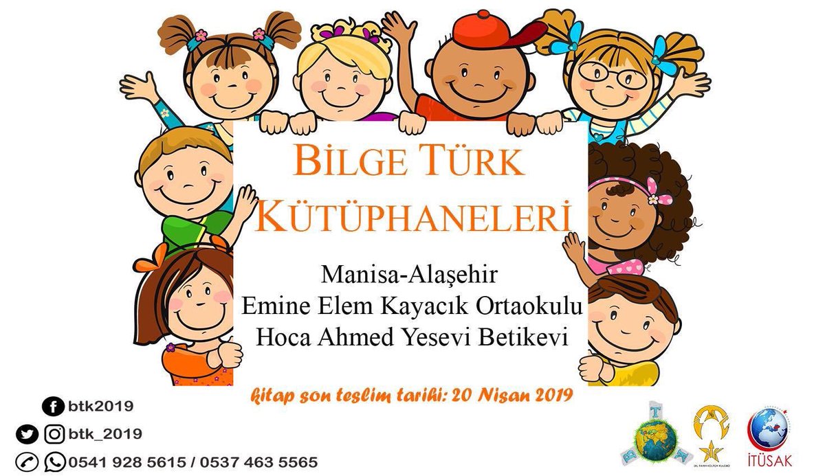 Kitap son teslim tarihimiz:20 Nisan 2019
Bağışlamak istediğiniz kitapları, vereceğimiz adrese ücretsiz bir şekilde gönderebilirsiniz.
.
.
.
#kütüphane #kitap #çocuklariçin #btk2019 #btk #bilgetürk #bilgetürkkütüphaneleri #manisa #alaşehir #ortaokul #ilkokul  #hocaahmedyesevi