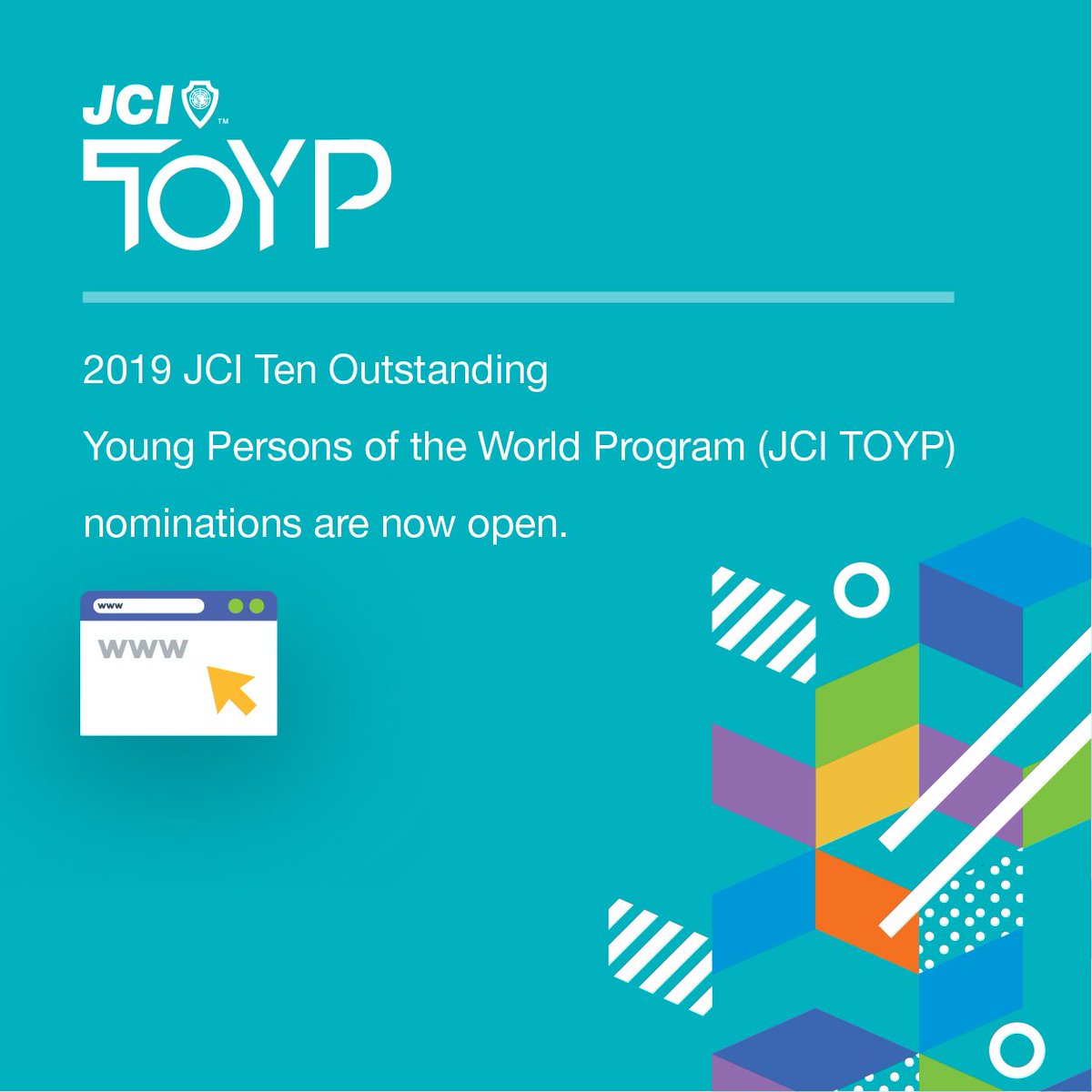 jcileaders's tweet photo. The 2019 JCI Ten Outstanding Young Persons of the World Program is officially open! Take this opportunity to nominate an individual making positive change in the world today https://t.co/tHK0x7M1q9 #TOYP https://t.co/OiRGQvNYVM