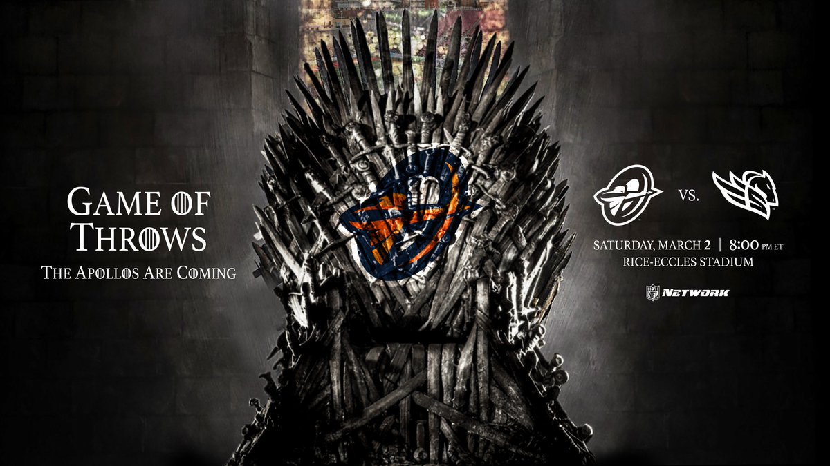 Saturday night will be dark and full of terrors for the <a href="/aafstallions/">Salt Lake Stallions</a>. 

And the perfect time to bring me to the Apollos Watch Party @acecafeorlando.

Remember $2 <a href="/budlight/">Bud Light</a> 

Saturday, 8 PM EST.  

🏹#TakeAim | #ORLvsSLat