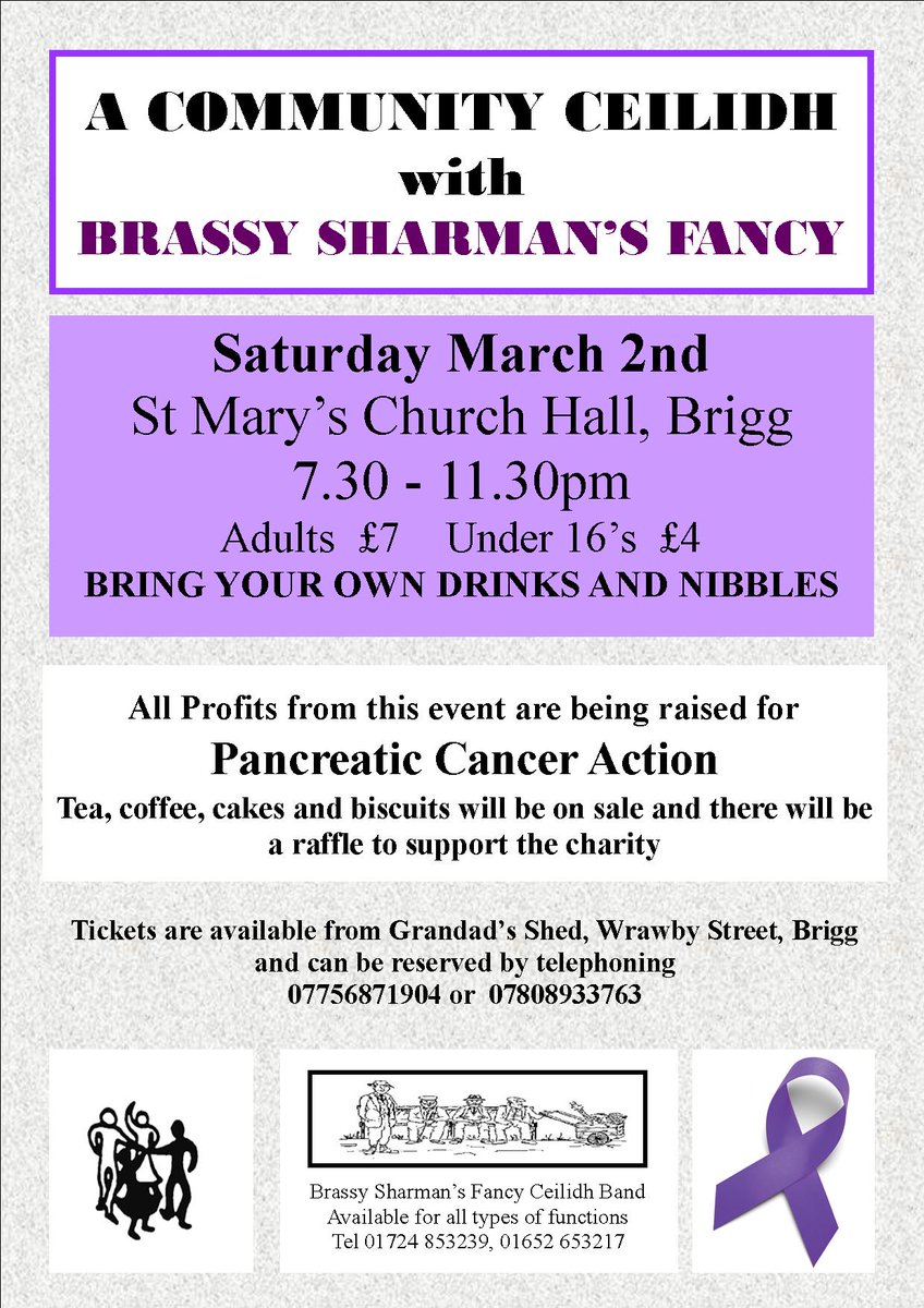 Fancy a dance on Saturday night? #ceilidh #barndance #livemusic #PancreaticCancer 
Still tickets left so 'don't be shy, give it a try'