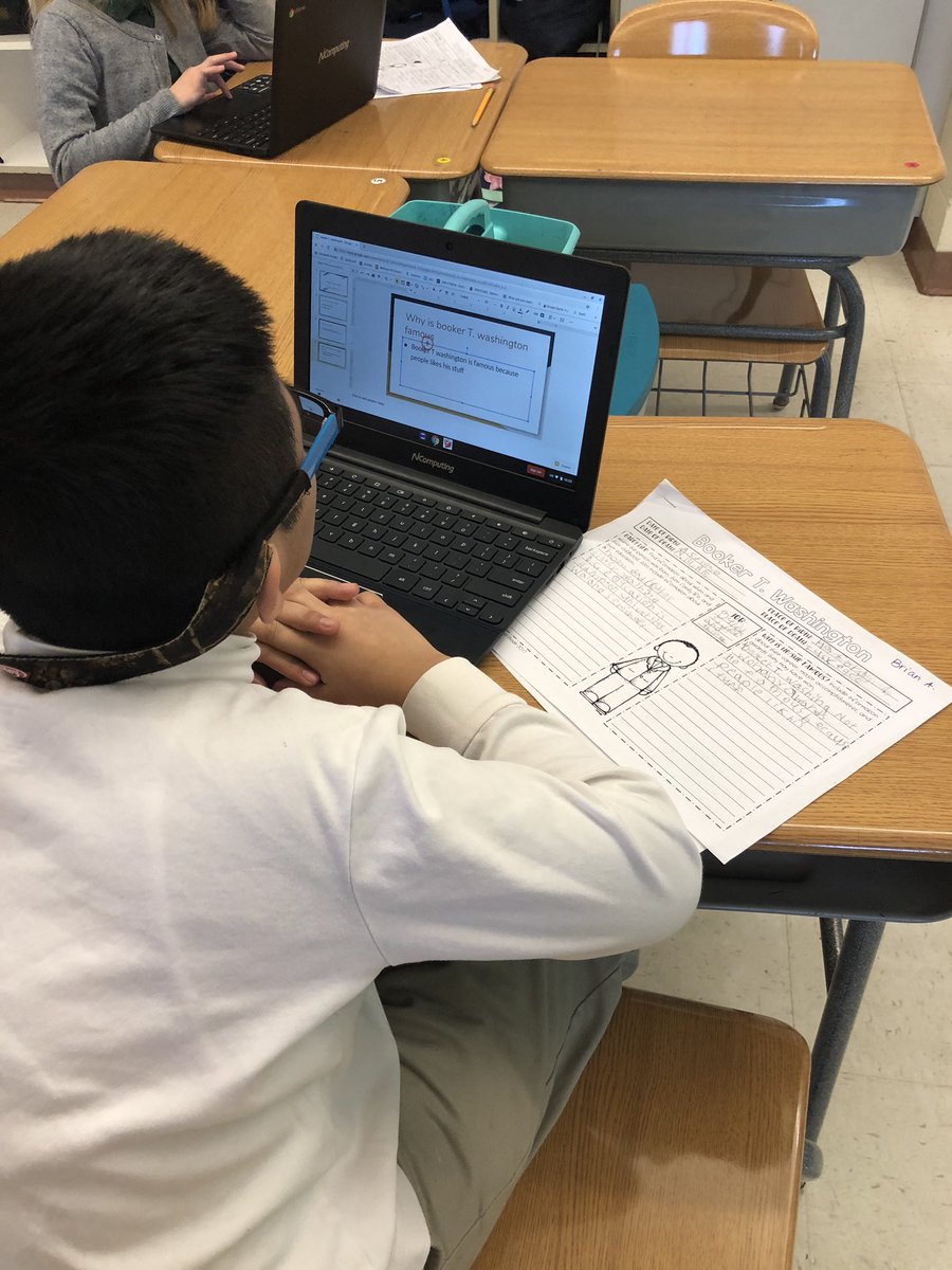 jgough30's tweet photo. We loved researching about famous and inspirational people for Black History Month! Now we are turning our research into Google Slide presentations to share with the class @AAAlbelementary #DLDay #AAAFutureReady https://t.co/0V28JR1AQA
