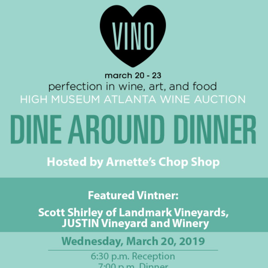 ARNETTESATL's tweet photo. We invite you to join us for our 1st wine dinner featuring Landmark Vineyards &amp; Winery and Justin Vineyards! Winemaker Scott Shirley will be in the house to share his expertise for this delicious dining experience.  #winedinner #HMWA https://t.co/qoOY4AX3PQ