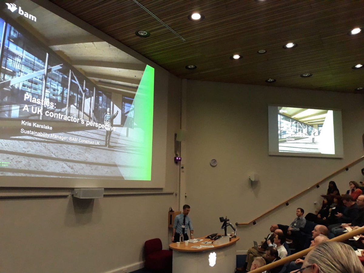 bamukandireland's tweet photo. Our Sustainability Manager @kriskarslake presenting a UK contractor’s perspective on #PlasticsInConstruction @asbp_uk  #HealthyBuildings2019 #DoingBetterThings https://t.co/DeuQWieWnX