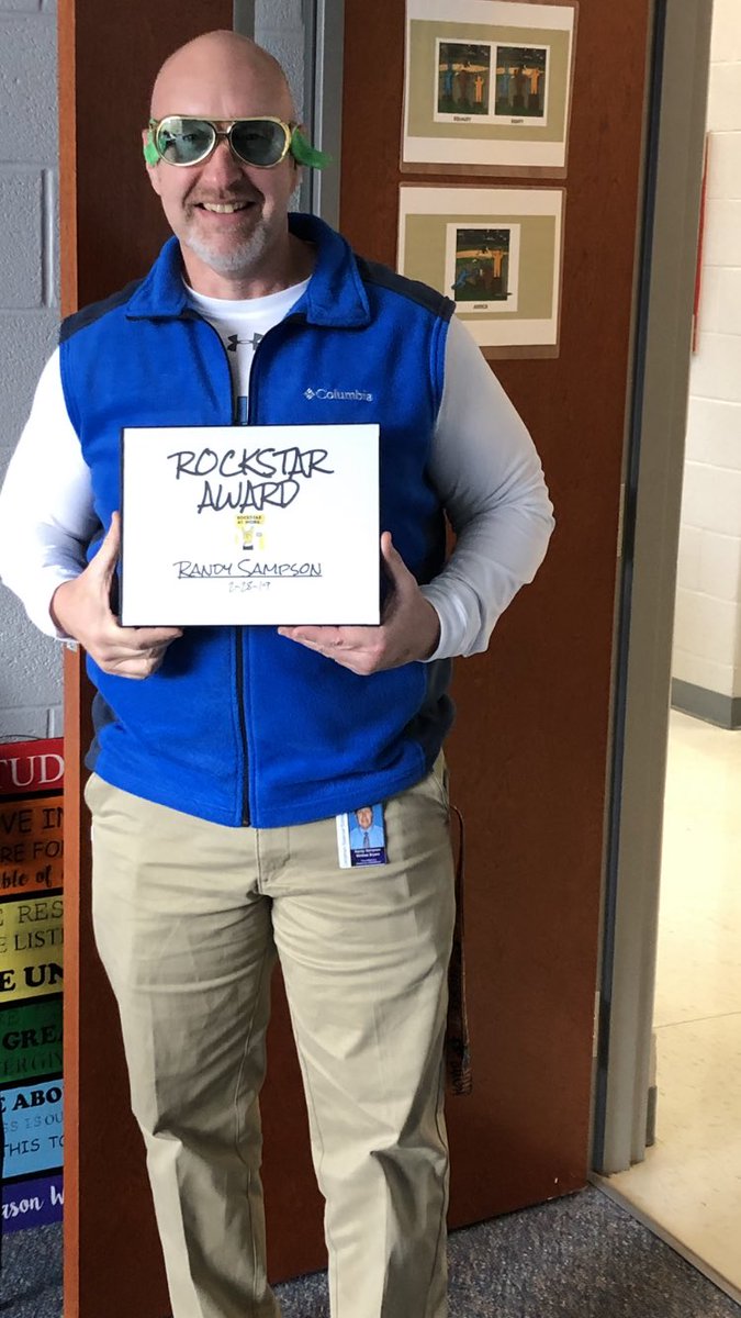 WinfreeBryant's tweet image. Mr. Sampson receiving the Rock Star Award from the Byars admin!!! #learningfromcolleagues