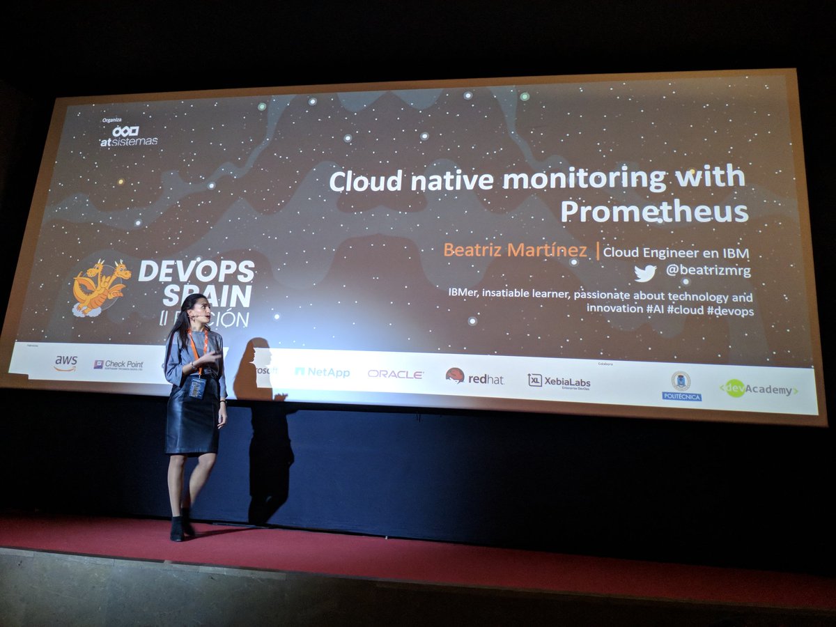Monitoring cloud native applications with <a href="/PrometheusIO/">PrometheusMonitoring</a> and <a href="/beatrizmrg/">Beatriz Martínez</a> at <a href="/DevOps_Spain/">DevOps Spain</a>. How monitoring has changed through the years and today's necessities.