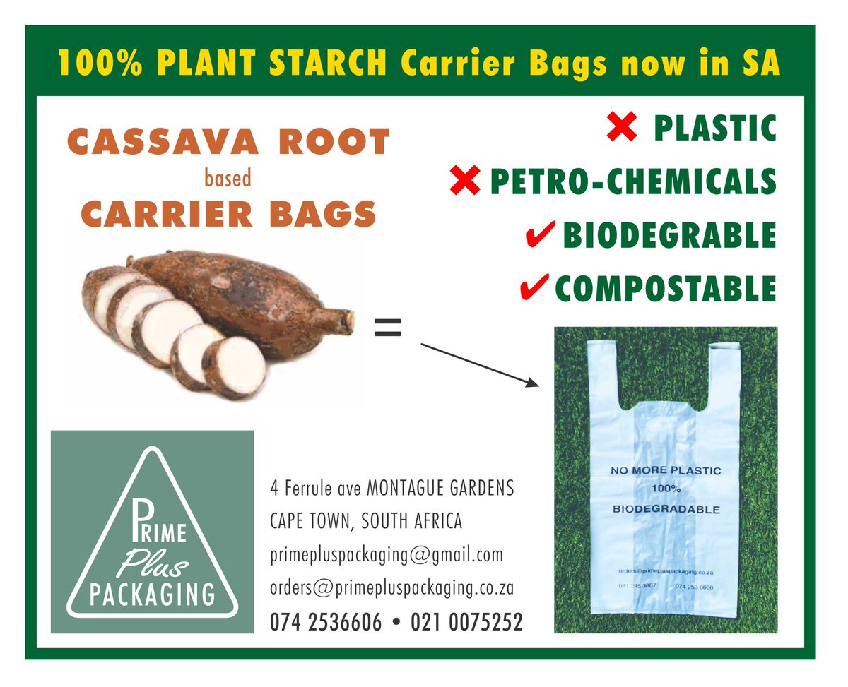 SonjaRay15's tweet photo. Cassava Root Plant Starch, BIO FILM Manufacturer Cape Town. #PlasticFree #Circulareconomy #ClimateChange #CapeTown https://t.co/rrNmqlcYkV