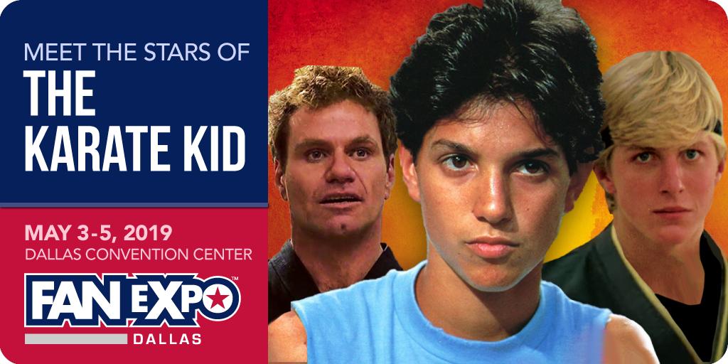 FANEXPODallas's tweet photo. The next phase of your training begins soon at FAN EXPO Dallas! Come meet the stars of The Karate Kid Ralph Macchio, William Zabka and Martin Kove. SWEEP THE LEG! Get your tickets here: https://t.co/r7TliWbsrL https://t.co/VlY4KkRgUt