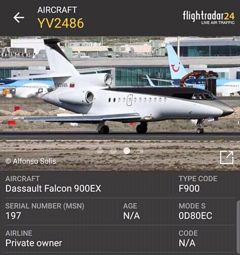 @EAristeguieta Fotografía referencial del avión #Falcon900 de matrícula venezolana #YV2486 'asignado' a #PDVSA