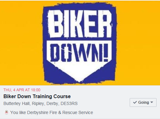 We're now in a position to launch our first biker down course on Thursday 4th April 1800 - 2100hrs at our joint training centre in Ripley.  If you'd like to book on to this course then please email bikerdown@derbys-fire.gov.uk