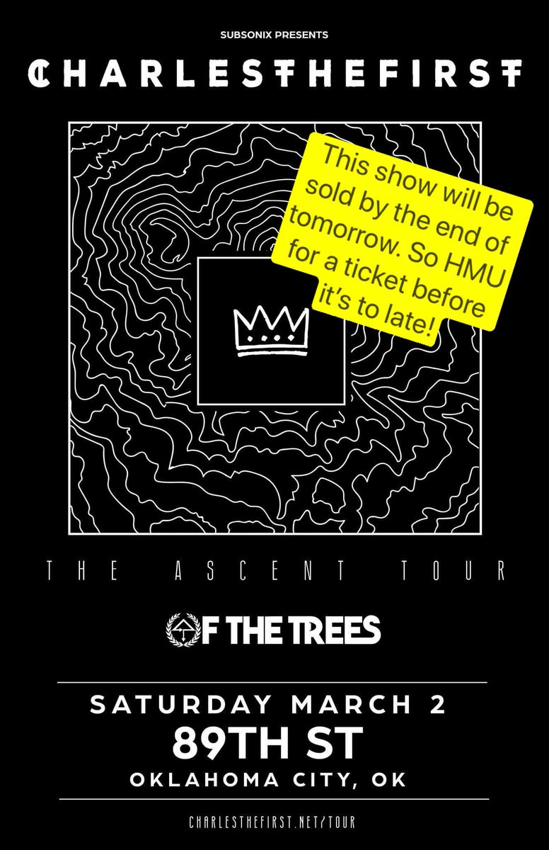 xzacklypromos's tweet image. With only two more days till @ctfbeats w/ @OfTheTrees , the show is literally nearly being SOLD OUT! Get in touch with us and secure your ticket before it’s to late! #subsonixat89thst #theascenttour #charlesthefirst #ofthetrees #edm #dance #groove #xzackly