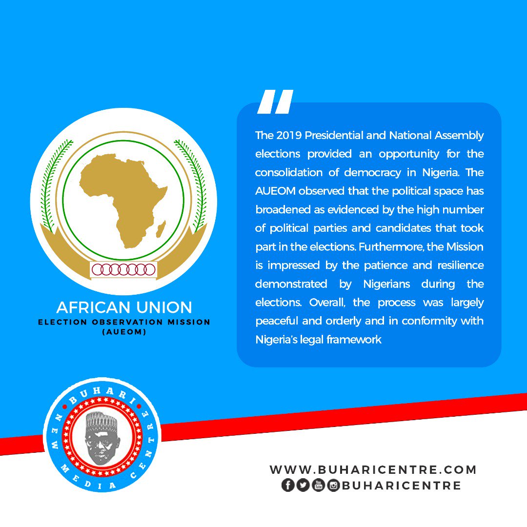 iam_DanielObi's tweet photo. African leaders were on ground to observe #NigeriaDecides2019 and have nothing but positive comments on how credible the electoral process was. Thank you Nigerians for the peaceful manner you all conducted yourselves #BNMCSituationRoom #NigeriaHasDecided #NextLevelConfirmed https://t.co/kO1avkoM60