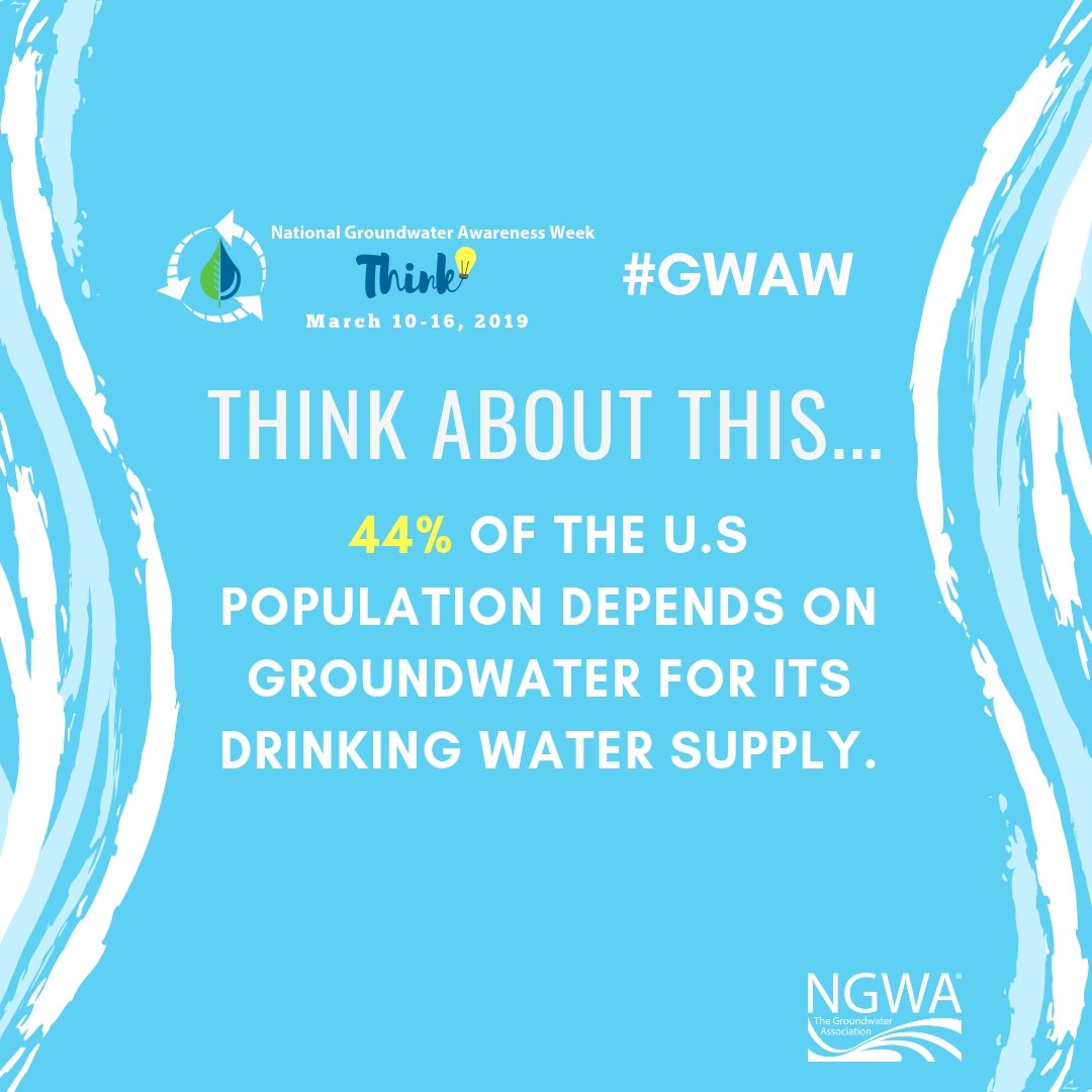 WaterWellJournl's tweet photo. RT @ngwatweets: #Think about this... Nearly half of the U.S. population depends on #groundwater
for its drinking water supply. Please RT and help us spread the message about National Groundwater Awareness Week (March 10-16). #GWAW 💧 https://t.co/CgsnWf85iW