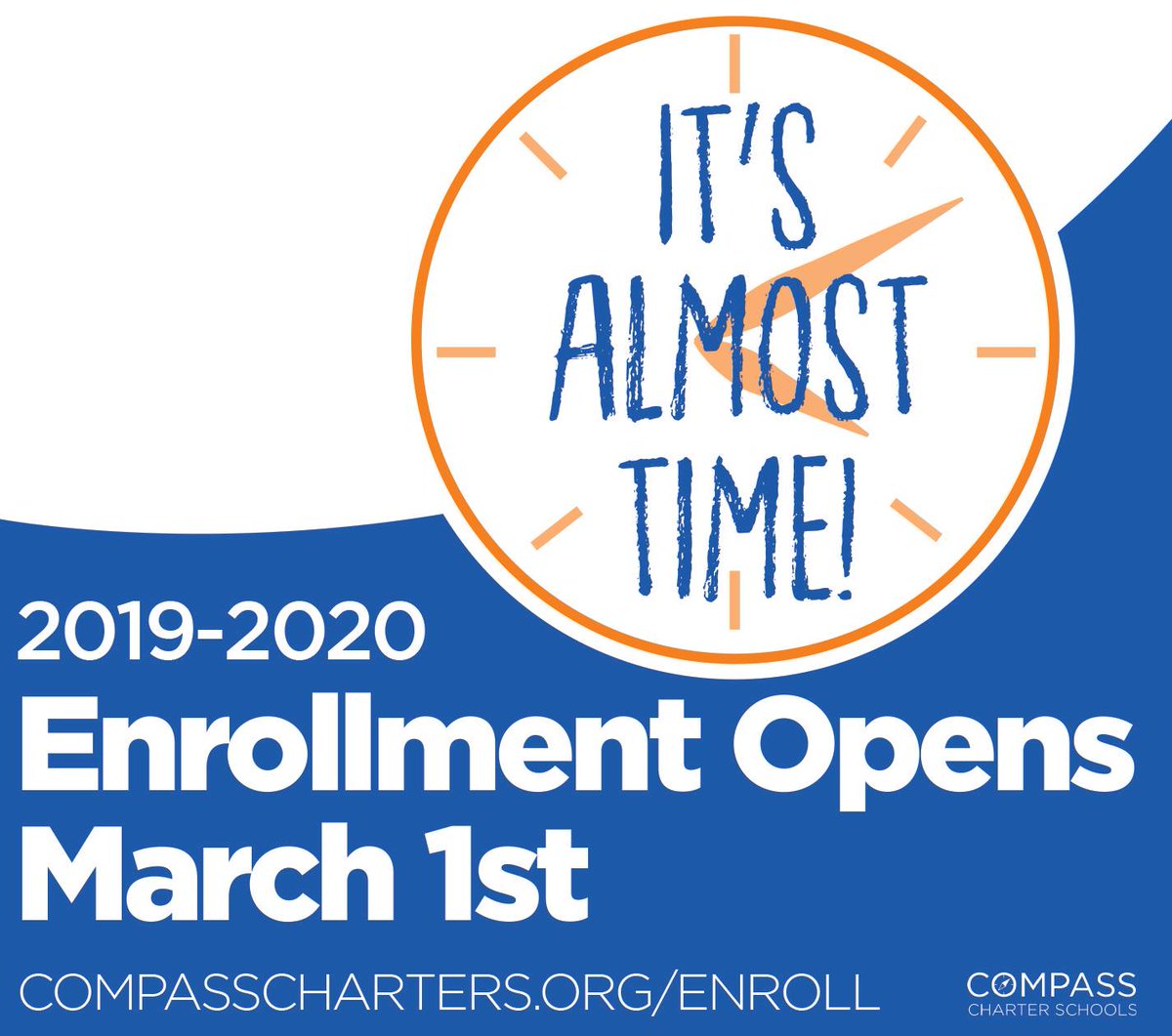 JPopelarCCS's tweet photo. Tomorrow is the day! Enrollment opens on March 1, 2019 @CompassCs for the 2019-2020 school year! #ChooseCompass https://t.co/MObPWqmVPe