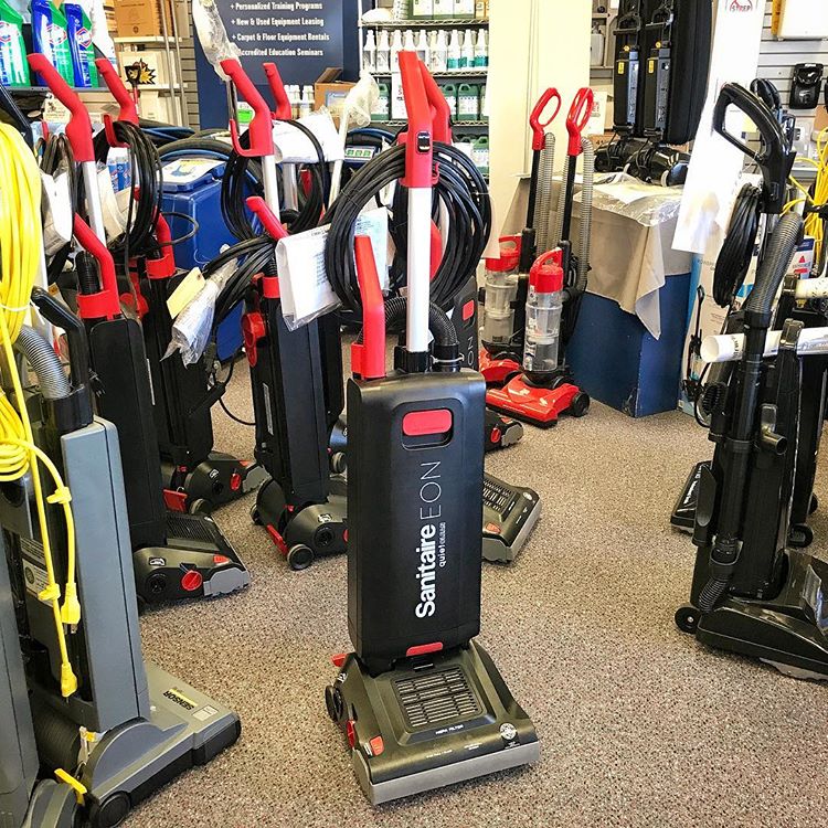 DAWNCHEM's tweet photo. Introducing the Sanitaire EON QuietClean Upright Vacuum with HEPA Filtration, On-board tools, 40’ cord, and SUPER quiet at only 68 dB. Weighing in at only 17 pounds and includes a two-year parts &amp; labor warranty! 

Stop in or give us a call for more information!  1-800-533-DAWN! https://t.co/FefPsjdpA0