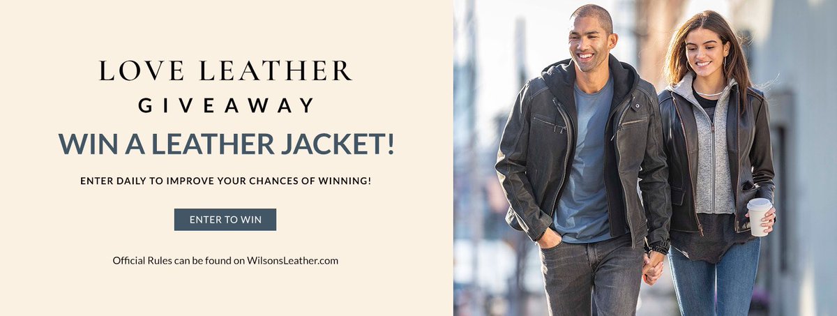 wilsonsleather's tweet photo. #Enter to #win a #FREE leather jacket! Enter our Love Leather Giveaway in the link below. Ends Sunday 3/3!
https://t.co/MqTucRIqme
#contest #wilsonsleather #giveaway #entertowin #freejacket #leatherjacket #winner #freeleather https://t.co/Pfr0Aai2fA