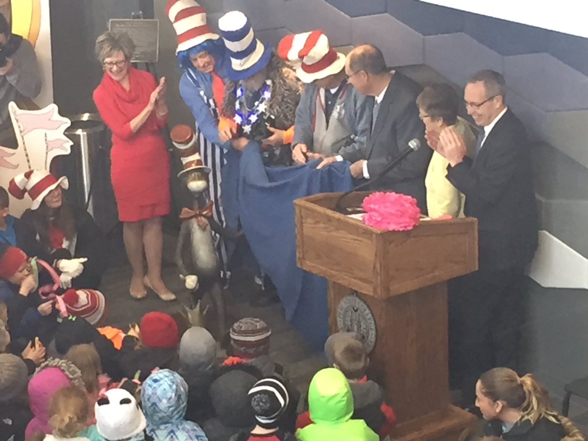 tborchers's tweet photo. Celebrating Dr. Seuss’s birthday with a Cat in the Hat statue for the @PeruState campus.#DrSeussDay https://t.co/NAQ9UwwSVC
