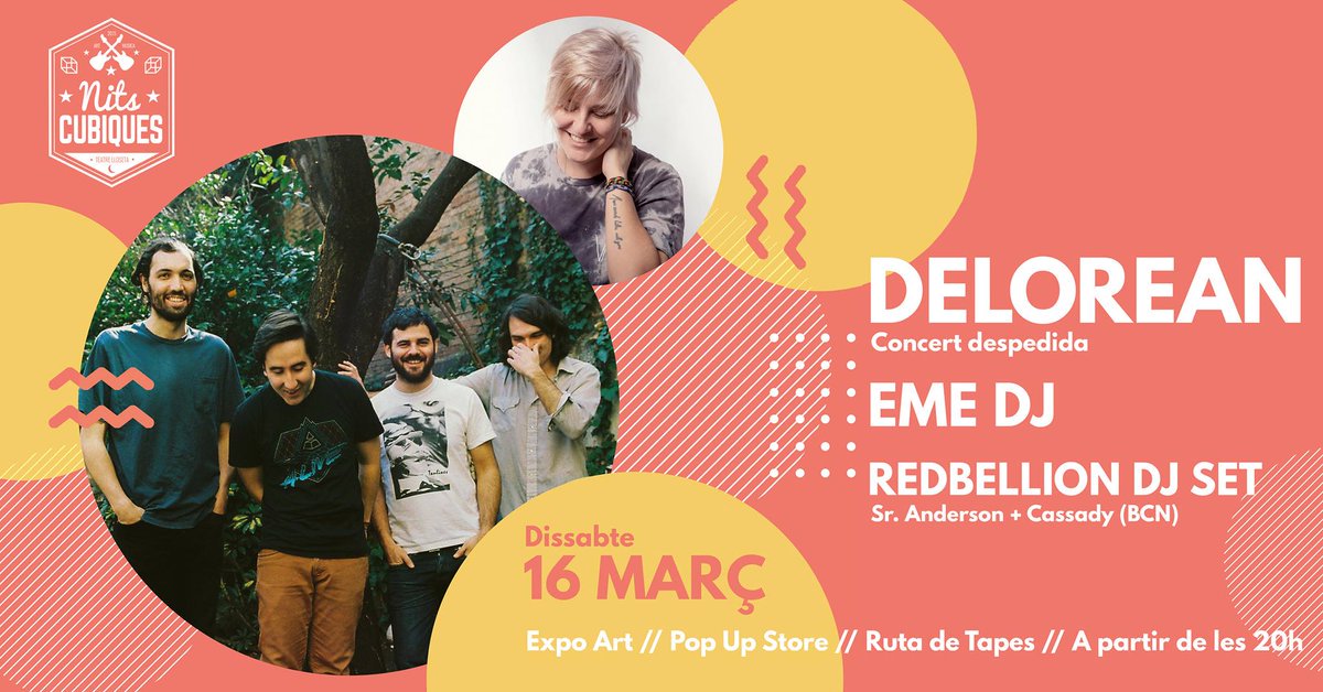 notodoesindie's tweet photo. Después de 19 de carrera @DELOREANDANZ se despiden y el ÚLTIMO concierto lo darán en Mallorca. Será en Lloseta dentro de una nueva edición de #NitsCúbiques el 16 de marzo. ¿te apuntas? // @RedbellionP https://t.co/AenefLq2NZ https://t.co/QQfmDHbwoK