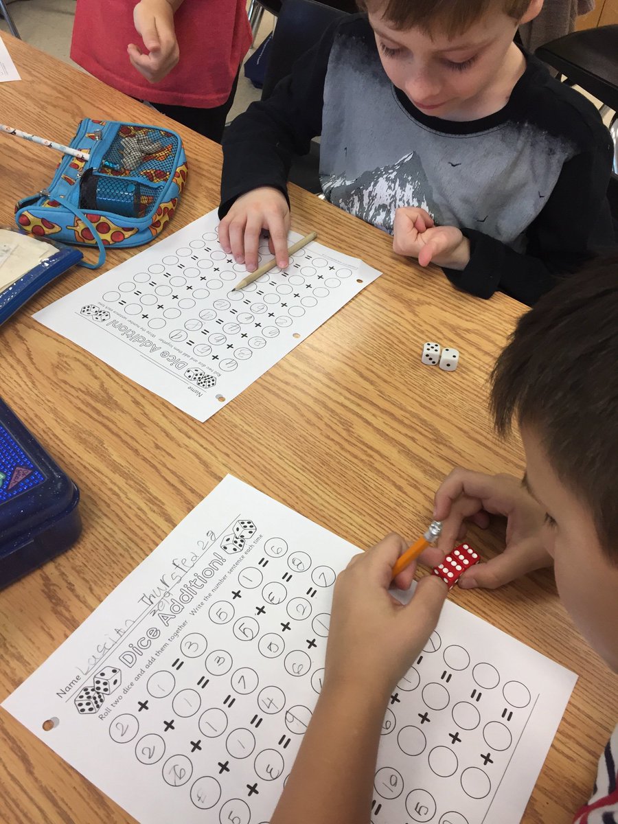 MrsValotta's tweet image. Practicing addition with dice #diceaddition