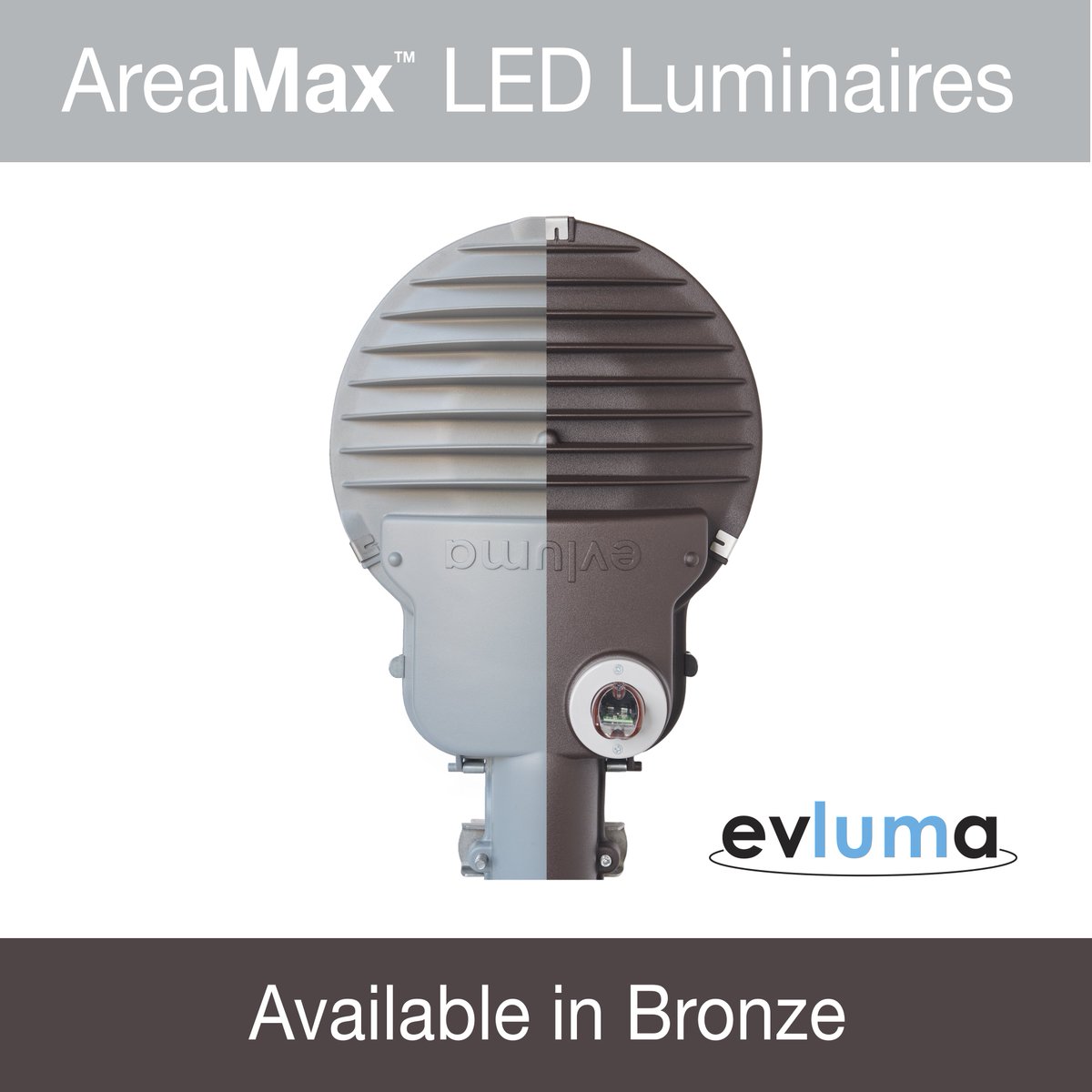 Evluma1's tweet image. &quot;Color by custom order&quot; means you can get the same robust luminaire coating in a variety of colors! Requests for bronze are 2nd only to our signature gray. Visit us @NRECANews #techadvantage2019 where we will have a bronze unit on display. #ledstreetlights #ledlighting