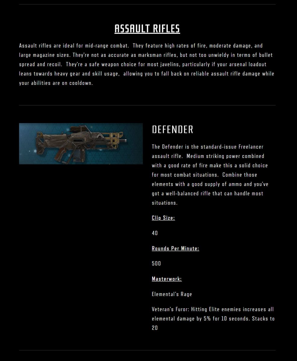 AnthemOutpost's tweet photo. Hey Freelancers!

MAJOR info update in the Weapons section on https://t.co/ABw8sHtrOT!  Just added all weapon clip sizes, fire rates, and Masterworks for all available weapons!

https://t.co/sa4d4bxdkG

ARM yourselves with KNOWLEDGE Freelancers!

#AnthemGame #AnthemOutpost #CoUF https://t.co/hGaIex0cRD