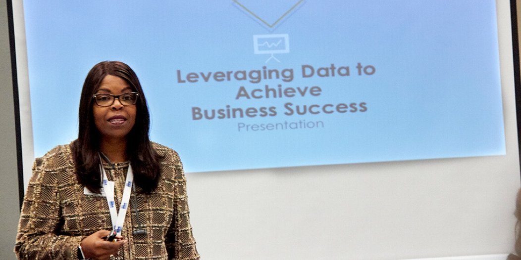 JCSUniversity's tweet photo. #JCSU Assistant Professor of Marketing Yvette Hall led a breakout session about how entrepreneurs can use data to strengthen their businesses at the @CIAAForLife Minority Business and Leadership Symposium. https://t.co/yqcb1dW8F7