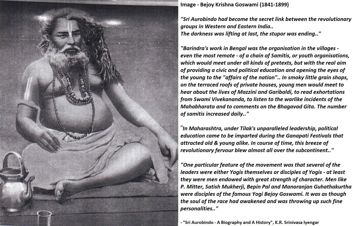 23) Sending Barin to Calcutta:During his Baroda stay, Barin was much influenced by Sri Aurobindo's revolutionary ideas. So ~1902-03,  #SriAurobindo initiated him into the secret society & sent him to Calcutta to work with Jatin & others..The revolution was now picking up pace: