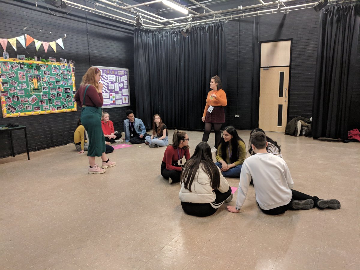 ProductionDrama's tweet photo. Great workshops today led by final year Drama students from Leeds University @PCI_UniofLeeds Both Year 12 and Year 10 enjoyed creating ideas from the random words around us #foundtext https://t.co/p3RlIJF6Bv