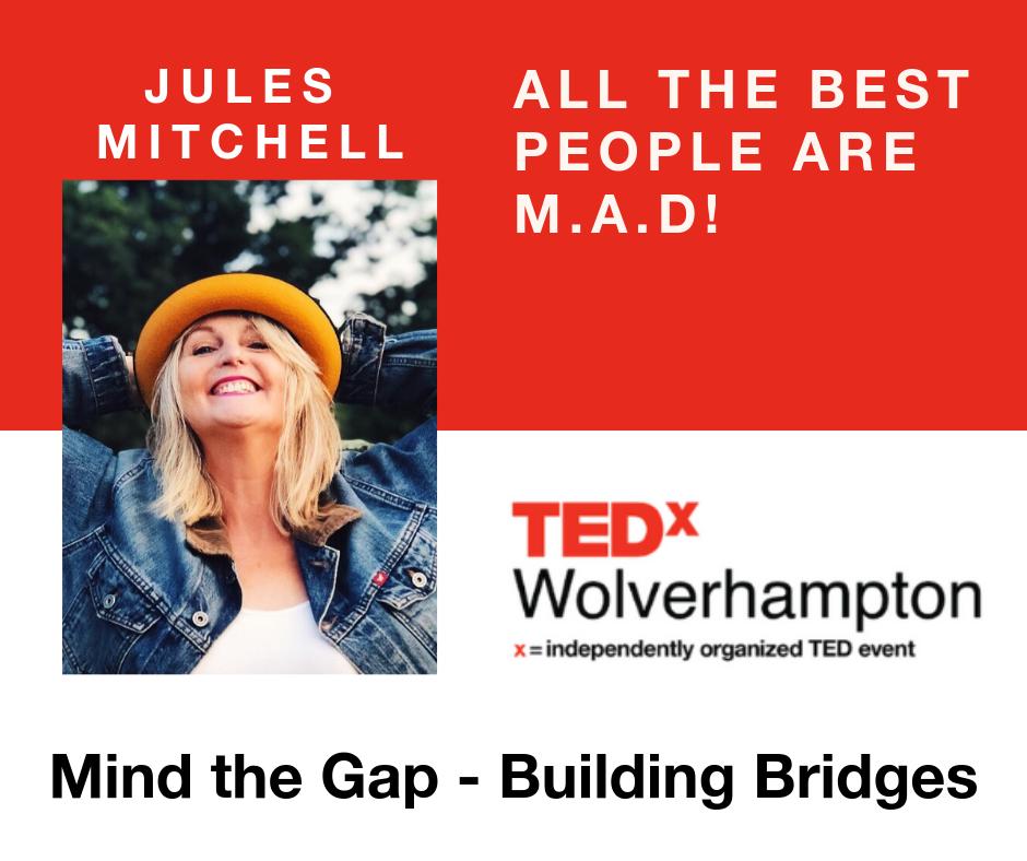 TEDxWolves's tweet photo. ❌ Introducing TEDxWolverhampton Speaker ❌ Jules Mitchell ❌ All the best people are M.A.D! ❌
❌ Get your tickets from https://t.co/HibAEpGipE ❌

#TEDxWolverhampton #MindTheGap #BuildingBridges https://t.co/r2G6mU3plf