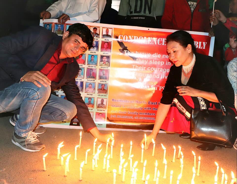 lindanewmai's tweet photo. Yesterday at India Gate, Northeast community pay homage to the CRPF Jawans .... who sacrificed their life for the nation... had candle light vigil program in memory of those CRPF martyrs in Pulwama terror attack. #WeStandWithForces #SaluteToArmedForce #NEWithMartyrs #IndiaUnited https://t.co/PaGf1VQYZE