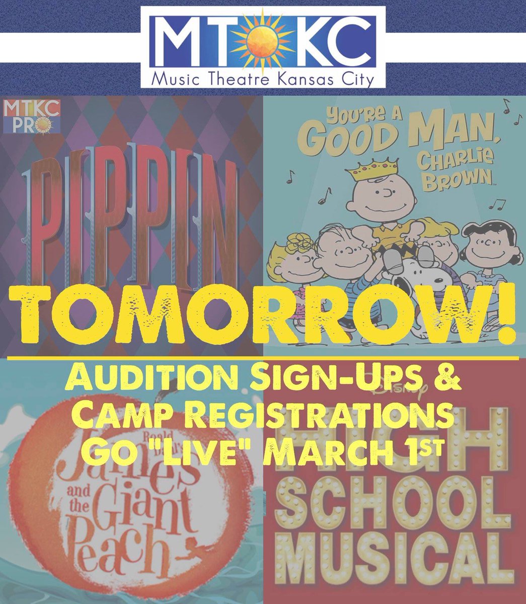 SUMMER IS ALMOST HERE! Well, at least you can start PLANNING it by signing up for MTKC auditions and camps tomorrow! Get ready!

mtkc.org/summer.html