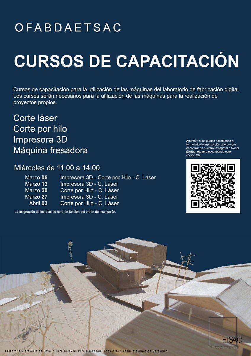 OFab_etsac's tweet photo. Novas datas dispoñibles para os cursos de capacitación. 
Lembra que o uso das máquinas do noso laboratorio só estará dispoñible para quen realice o curso correspondente. 
Xa podes facer a túa inscripción no seguinte enlace:
https://t.co/iqY3zvEfgn https://t.co/RENveJRoyj https://t.co/H1Czl1pe0I