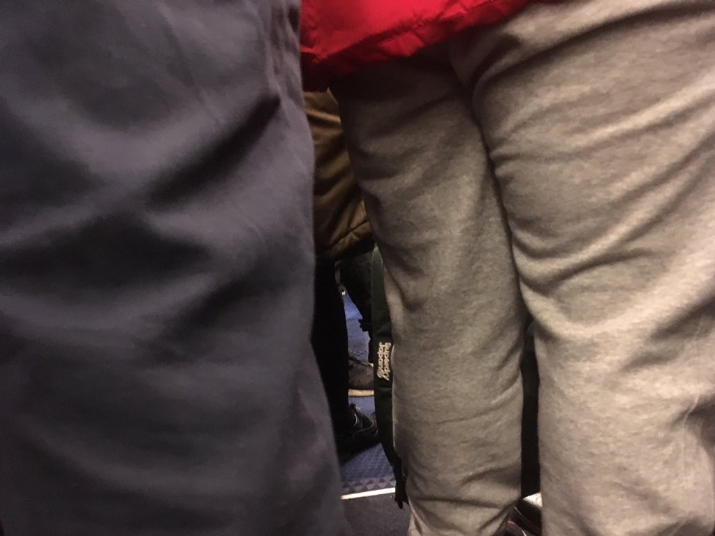 Smul2Bintcliffe's tweet photo. This is the 17:45 to Middlesbrough departing from Huddersfield, no seats packed in like sardines. @TPExpressTrains Recovering from a broken coccyx not impressed #transpenineexpress #northernsnail #failinggrayling #northenpowerhouse https://t.co/wjDrlkbFoc
